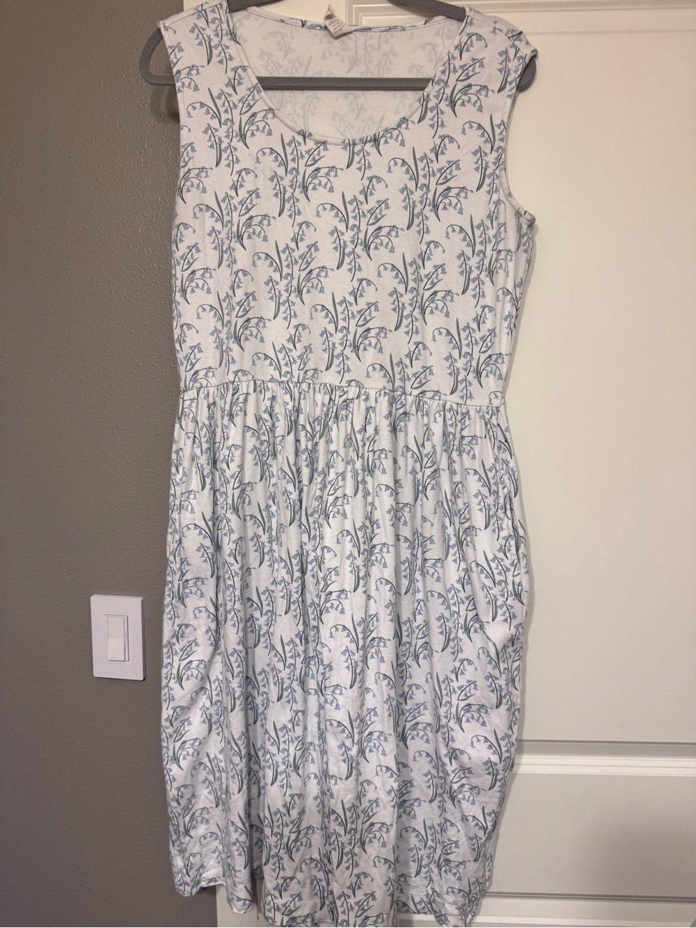 kate quinn White Dress with Light Blue Floral Print